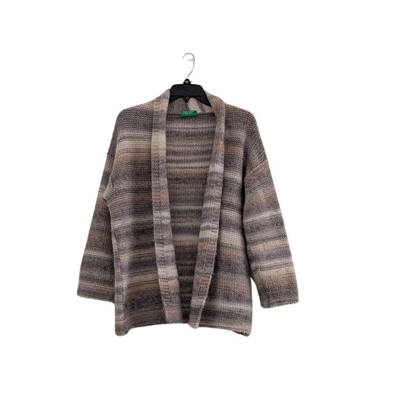 ✨United Colors of Benetton Striped Wool-Blend Open Cardigan  Size M/L Preowned - Picture 2 of 7